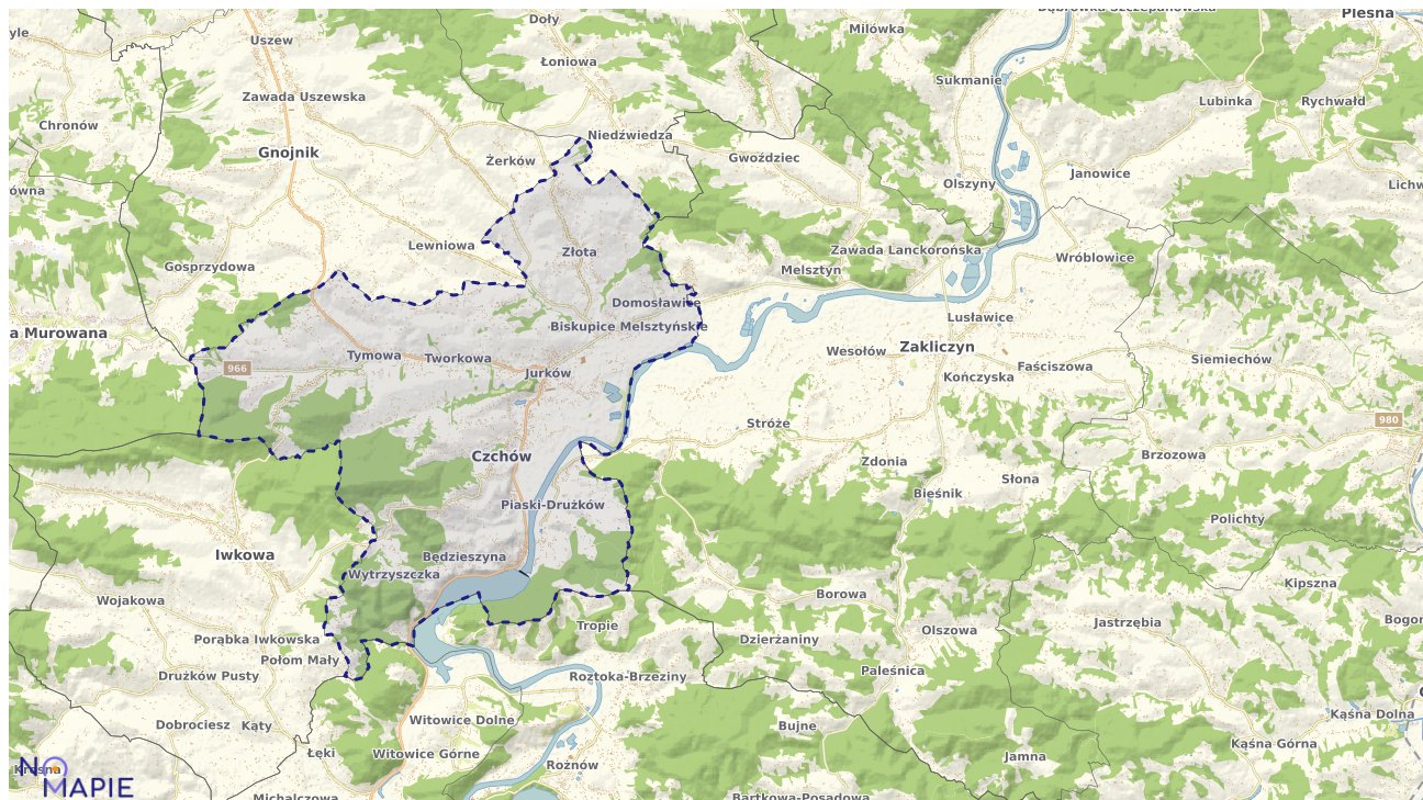 Mapa obszarów ochrony przyrody Czchowa