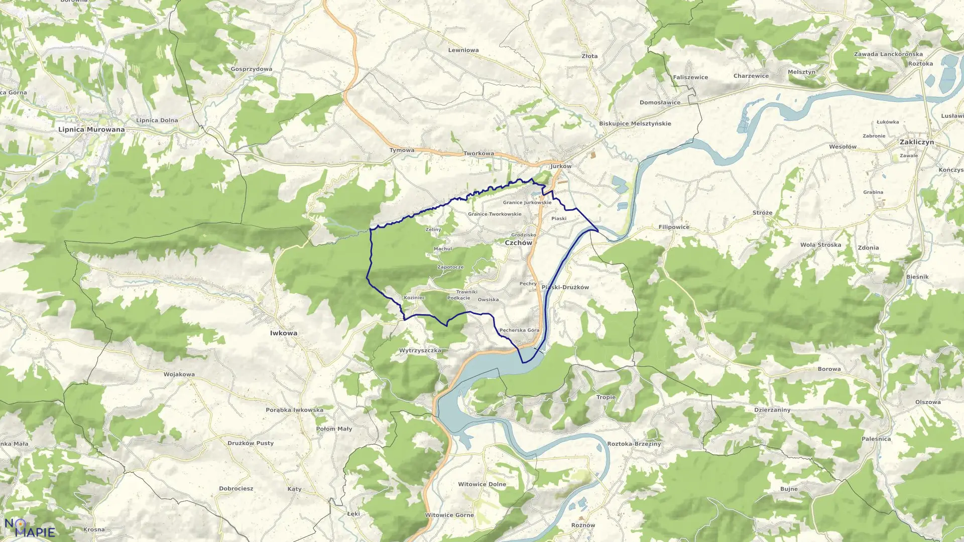 Mapa obrębu CZCHÓW - miasto w gminie Czchów