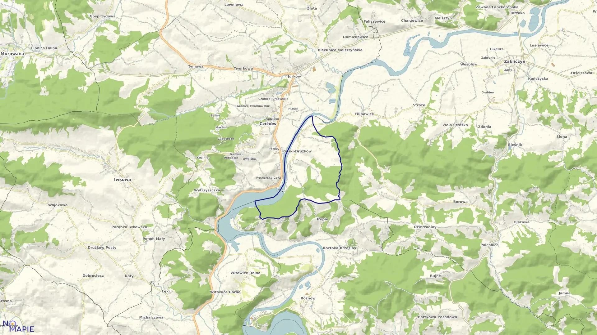 Mapa obrębu PIASKI DRUŻKÓW w gminie Czchów