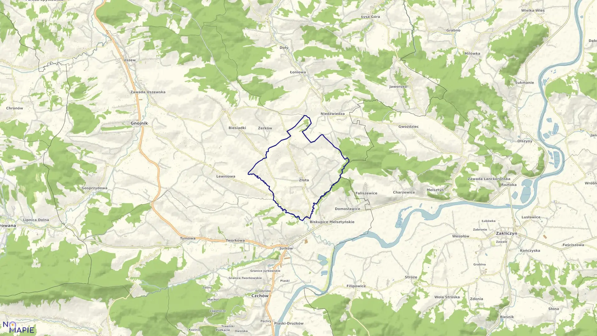 Mapa obrębu ZŁOTA w gminie Czchów